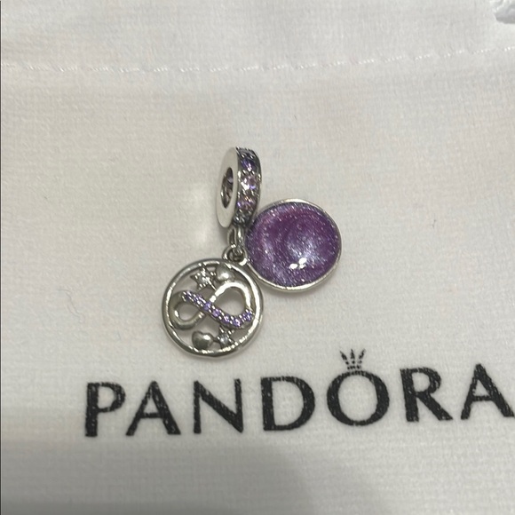 Pandora Silver and Purple CZ Infinity Charm - Picture 5 of 5